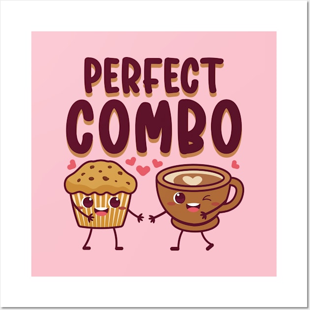 Perfect Combo Kawaii Coffee Cup and Muffin Wall Art by Cuteness Klub
